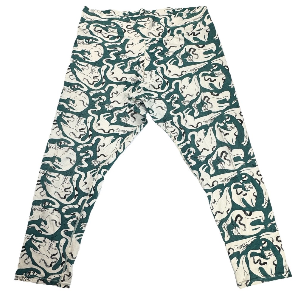 Thunderpants Organic Cotton 3/4 Leggings Womens 2X AOP Cat Print Sustainable
